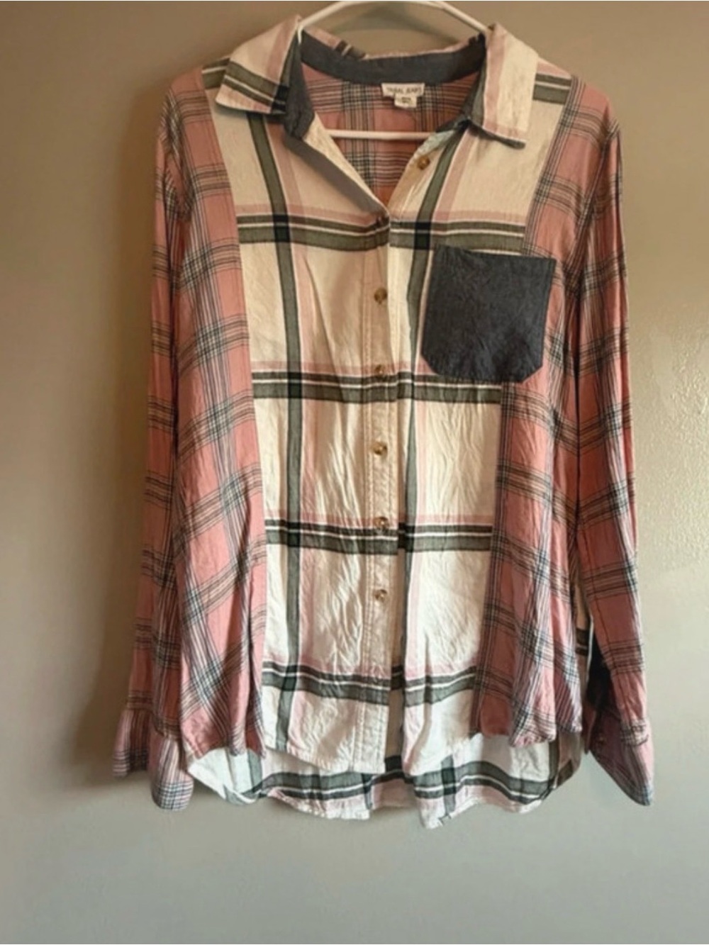 Tribal Jeans Women's Size M Plaid Button Down Shirt